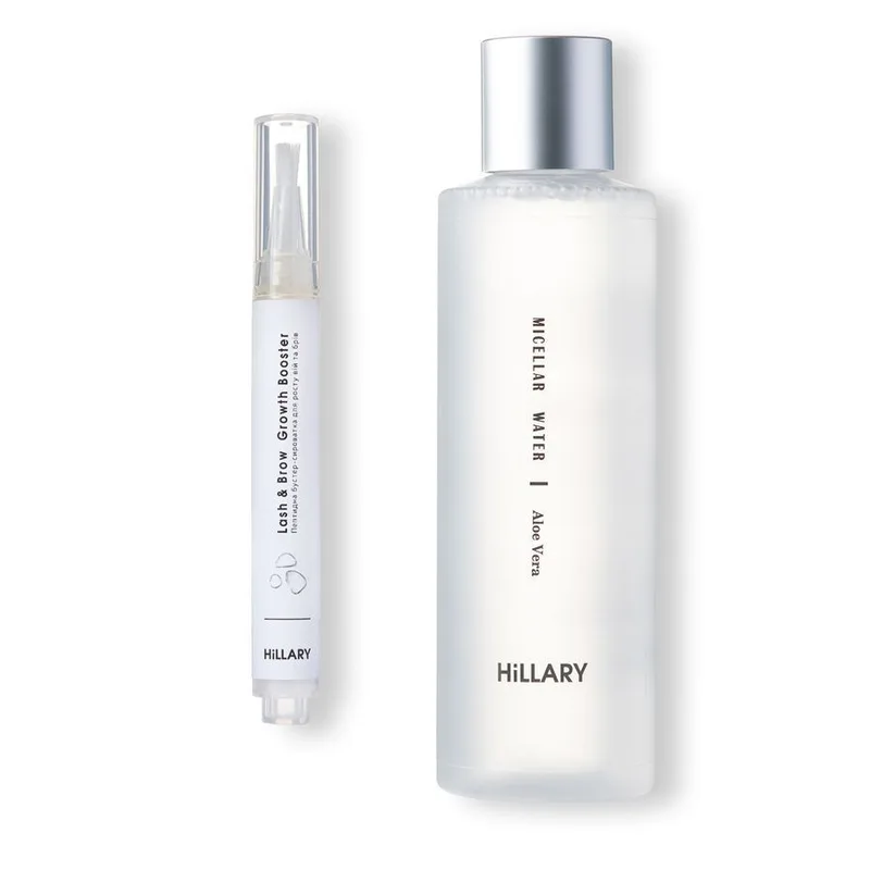 Пептидна бустер-сироватка для росту вій та брів Hillary Lash & Brow Growth Booster + Міцелярна вода Hillary MICELLAR WATER Aloe Vera