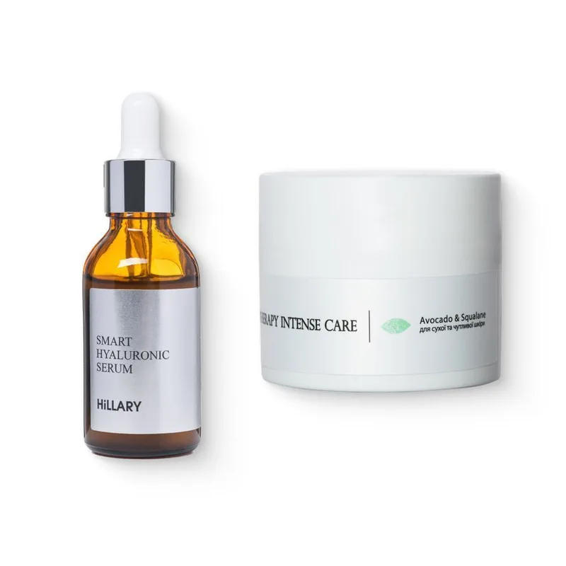 Гіалуронова сироватка Smart Hyaluronic + Крем для сухої та чутливої шкіри Avocado & Squalane