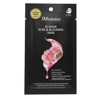 Тканинна маска зволожуюча з екстрактом троянди - JMSOLUTION Be Nature Rose & Blooming Mask, 1 шт
