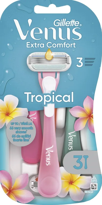 Одноразові станки для гоління (бритви) жіночі Venus Tropical Extra Comfort 3 шт.