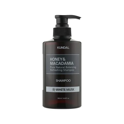 Натуральний шампунь для волосся з ароматом білого мускусу 500 мл KUNDAL honey & macadamia nature shampoo white musk