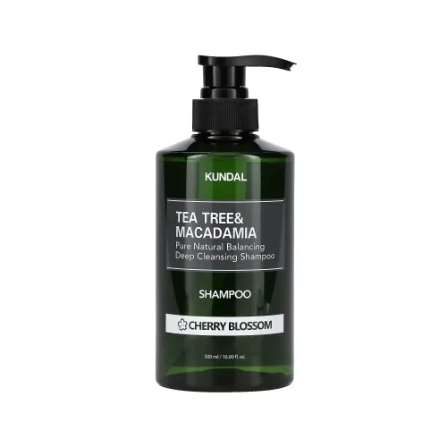 Натуральний шампунь проти лупи з ароматом вишневого цвіту 500 мл KUNDAL tea tree & macadamia deep cleansing shampoo cherry blossom