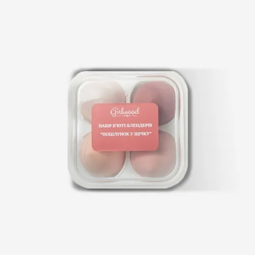 Набір спонжів для макіяжу “Поцілунок у щічку” Girlwood set of makeup sponges Kiss on the cheek