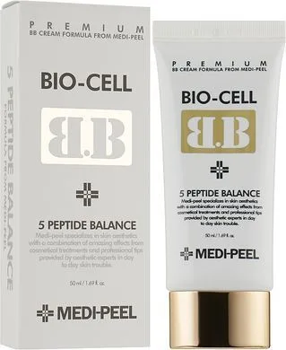 Зволожуючий водостійкий BB-крем для обличчя з сяючим фінішем - Medi Peel Bio-Cell BB Cream, 50 мл