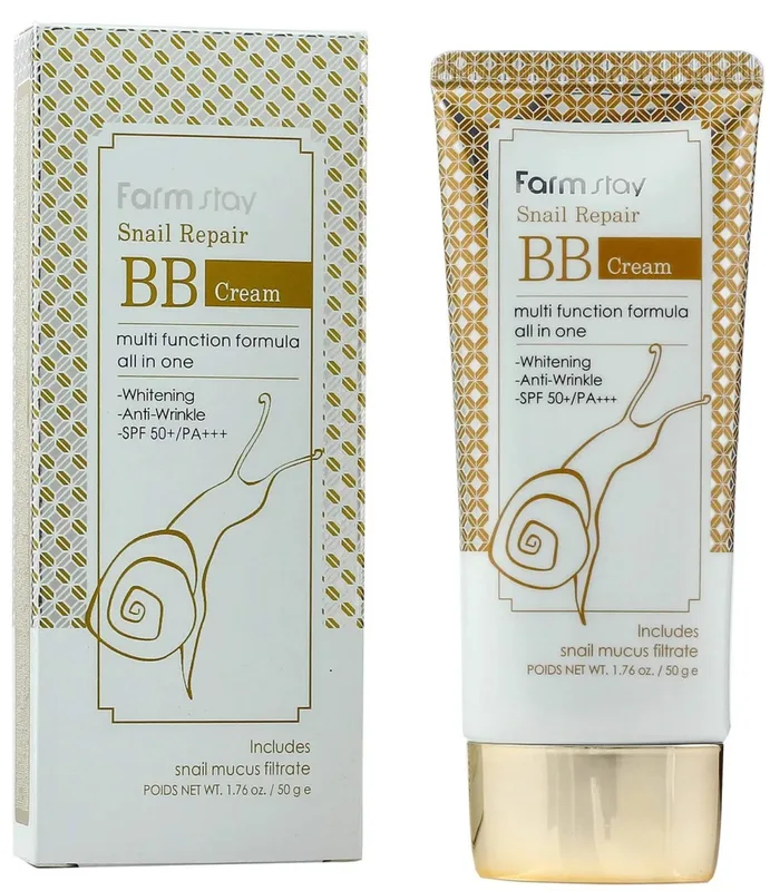 BB-крем FarmStay Snail Repair BB Cream SPF 50+ / PA+++ з муцином равлика висвітлення та розгладжування зморщок 50 г