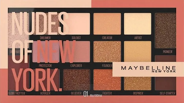 Палетка тіней для повік Maybelline New York Nudes of New York з 16 відтінків 18 г