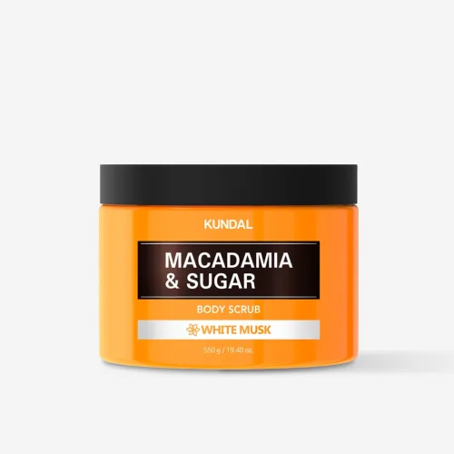 Скраб для тіла з ароматом білого мускусу KUNDAL macadamia & sugar body scrub white musk