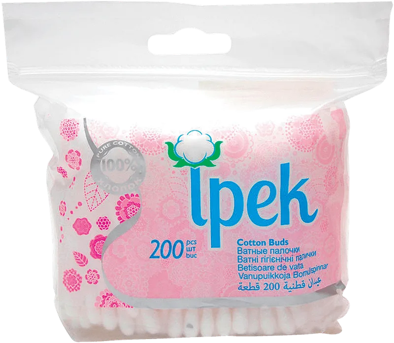 Ватні палички IPEK у поліетиленовому пакеті, 200 шт