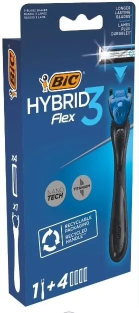 Станок + 4 картриджа Bic Flex 3, 3 леза