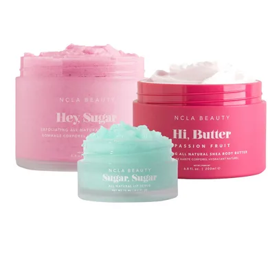 Набір для догляду за тілом та губами «Маракуя та м'ятне морозиво» NCLA Beauty Hi, Butter & Hey, Sugar, Sugar & Suga - Passion Fruit & Mint Gelato