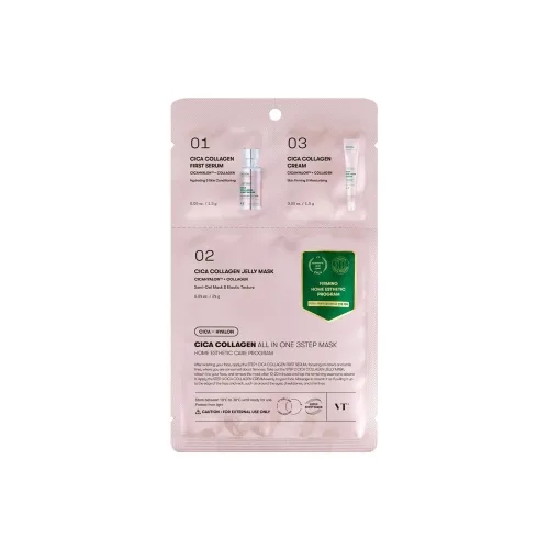 Триетапна маска для обличчя з колагеном 1.5 мл + 1.5 мл + 24 мл VT Cosmetics cica collagen all in one 3step mask