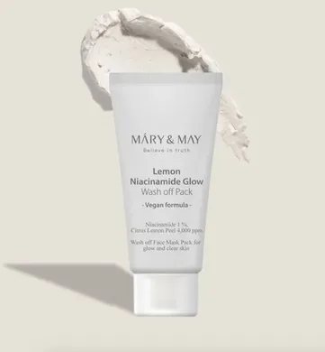 Mary&May Lemon Niacinamide Glow Wash off Pack – глиняна маска з ніацинамідом