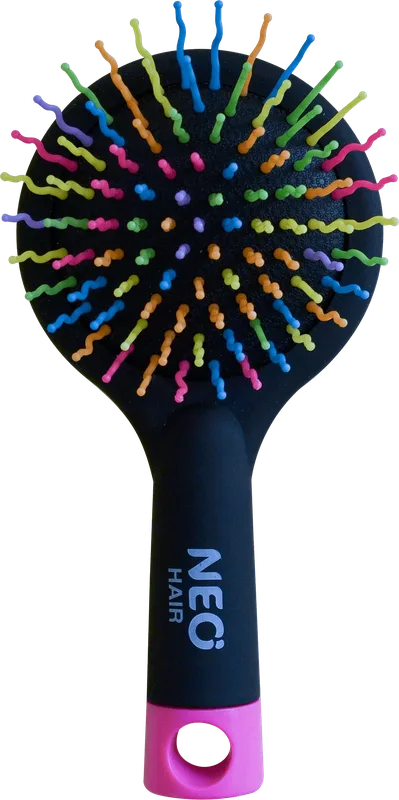Щітка масажна NEO hair кругла з різнокольоровою щетиною с люстерком