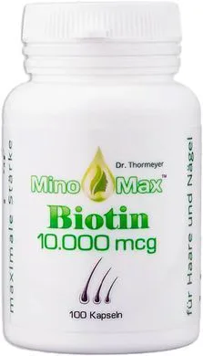 Біотин для росту волосся - MinoMax Biotin, 10 000 мкг, 100 капсул