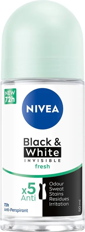 Антиперспірант NIVEA Чорне та Біле невидимий: свіжий, кульковий 50 мл