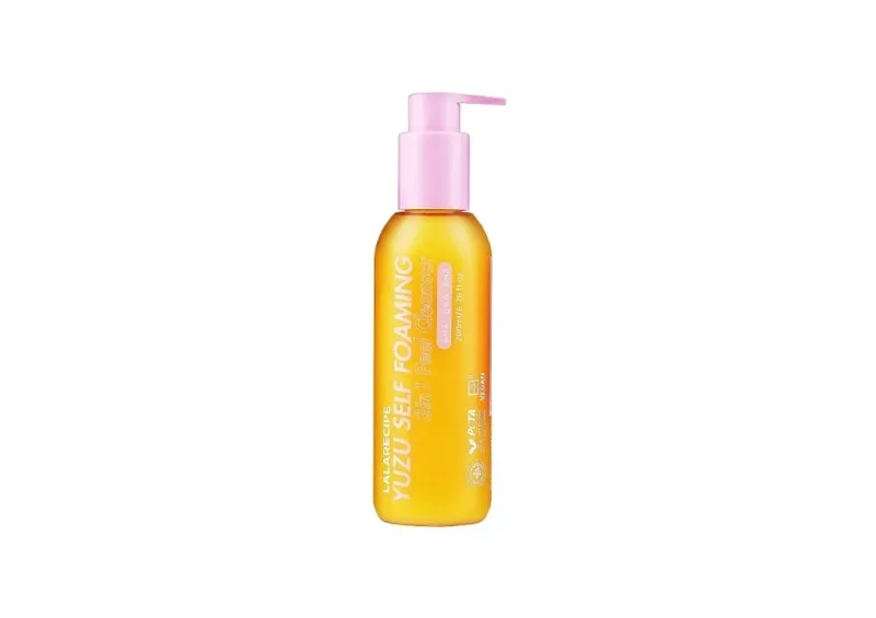 Освітлювальна пінка 3-в-1 для вмивання з екстрактом юдзу LALARECIPE Yuzu Self Foaming 3in1 Cleanser 200 мл