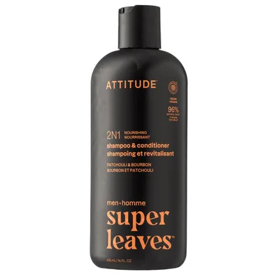 Шампунь та кондиціонер 2-в-1 живильний "Пачулі та Бурбон" Super leaves Attitude