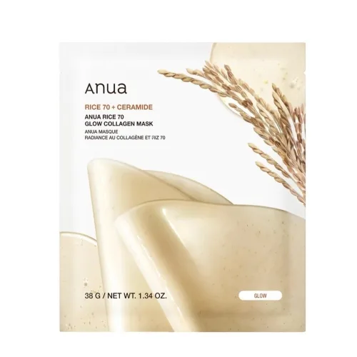 Освітлююча гідрогелева маска для обличчя з рисом та колагеном Anua rice 70 glow collagen mask