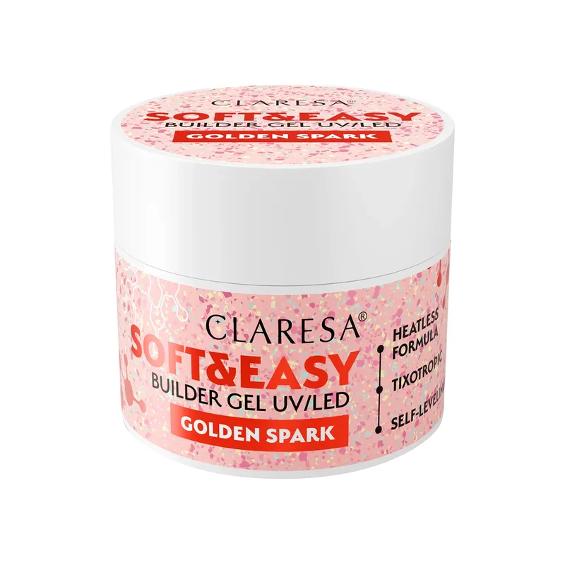 Claresa Soft & Easy гель для моделювання та нарощування нігтів Golden Spark 12 г