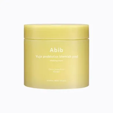Abib Yuja probiotics blemish pad Vitalizing touch – освітлюючі тонер-пади з юдзу та пробіотиками 60 шт.