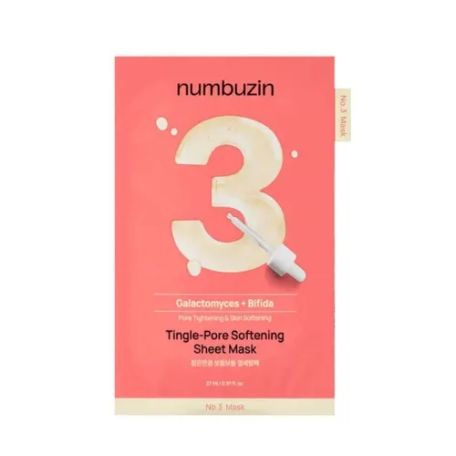 Numbuzin No.3 Tingle-Pore Softening Sheet Mask – маска для візуального звуження пор та покращення текстури 1 шт.
