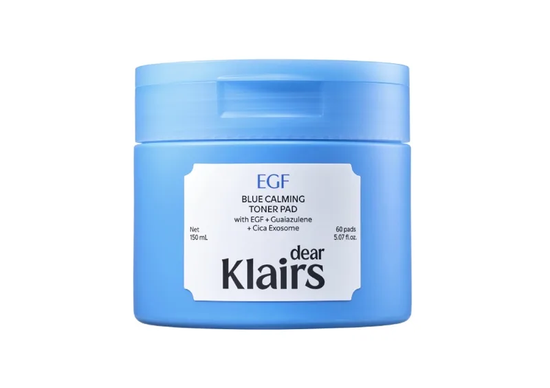 Заспокійливі тонізуючі пади DEAR, KLAIRS EGF Blue Calming Toner Pad з EGF та гваязуленом 60 шт