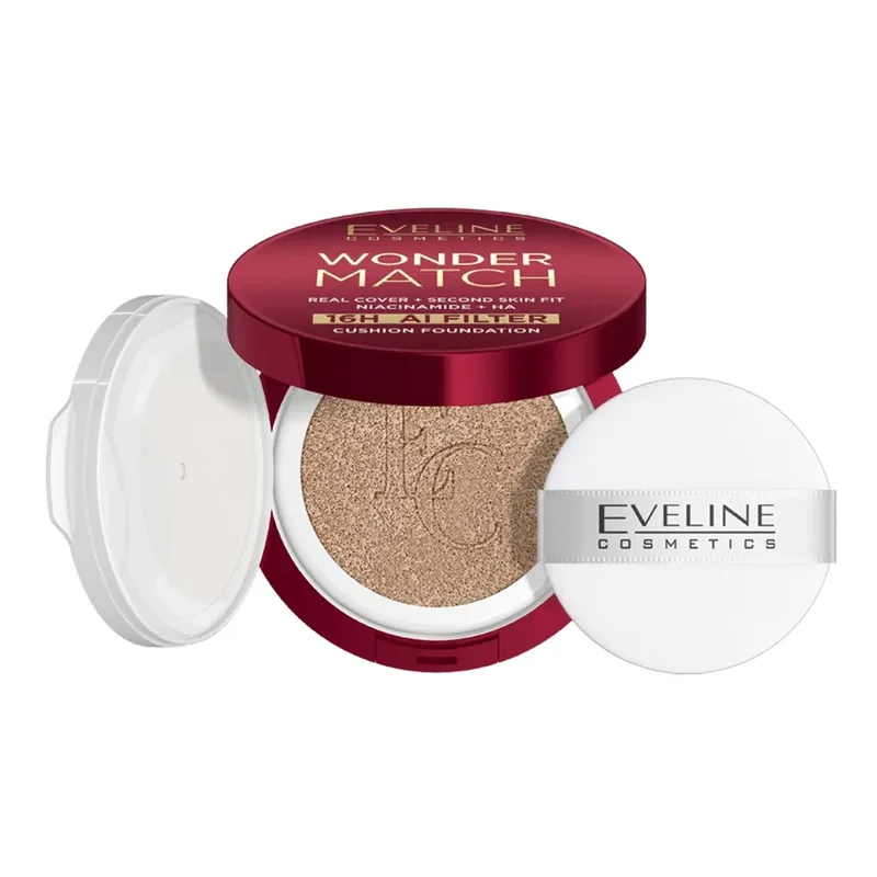 Eveline Cosmetics Wonder Match тональний кушон для обличчя з ніацинамідом та гіалуроновою кислотою