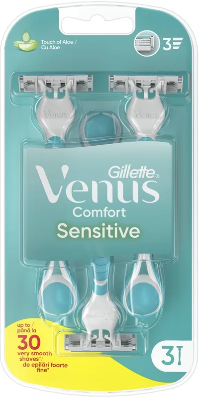Одноразові станки для гоління (бритви) жіночі Venus 3 Sensitive, 3 шт.