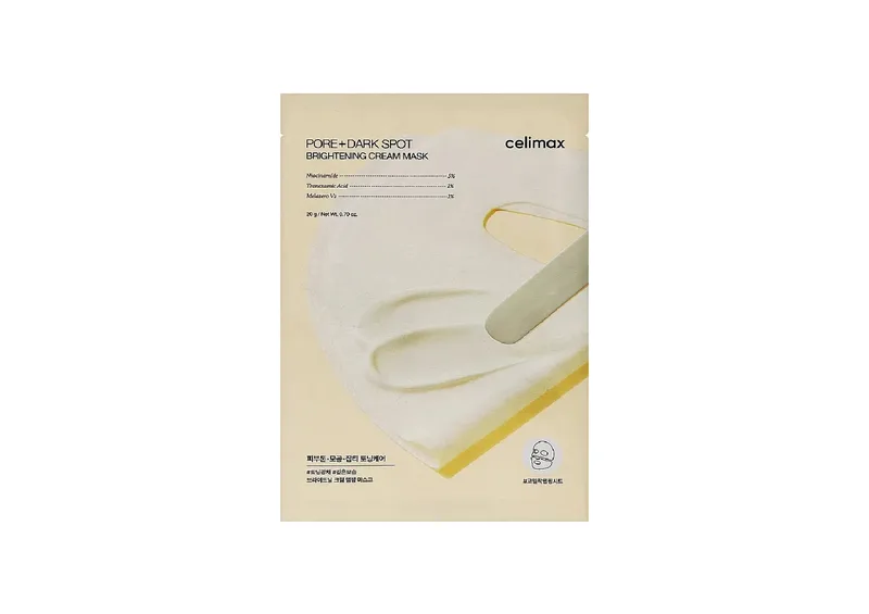 Тканинна кремова маска для освітлення тону шкіри CELIMAX Pore + Dark Spot Brightening Cream Mask 20 мл