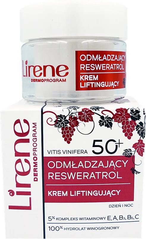 Крем для обличчя омолоджуючий з ліфтинг ефектом день/ніч Lirene Vitas Vinifera 50+, 50 мл