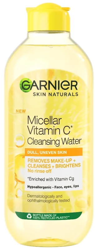 Міцелярна вода Garnier Skin Naturals з вітаміном С для тьмяної шкіри обличчя з ефектом сяяння 400 мл