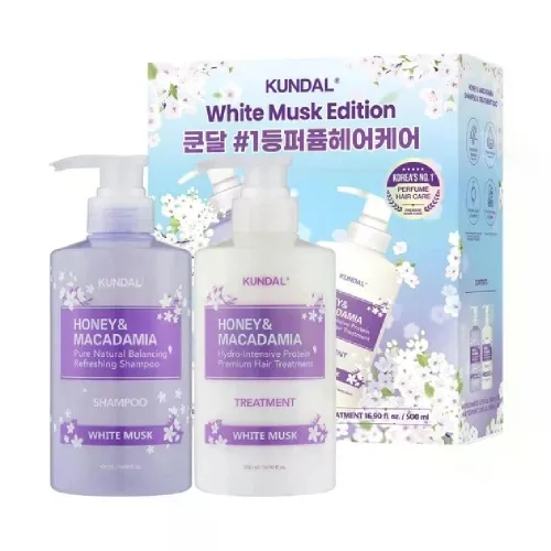 Набір для догляду за волоссям: шампунь та маска Kundal white musk edition honey & macadamia shampoo + treatment set