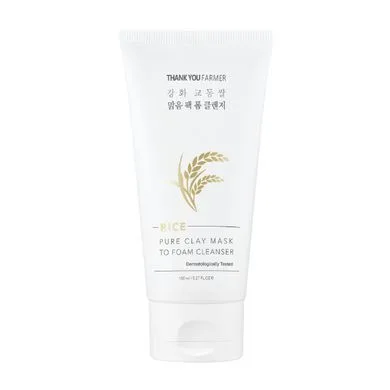 THANK YOU FARMER Rice Pure Clay Mask to Foam Cleanser – глиняна пінка-маска з рисом 150 мл