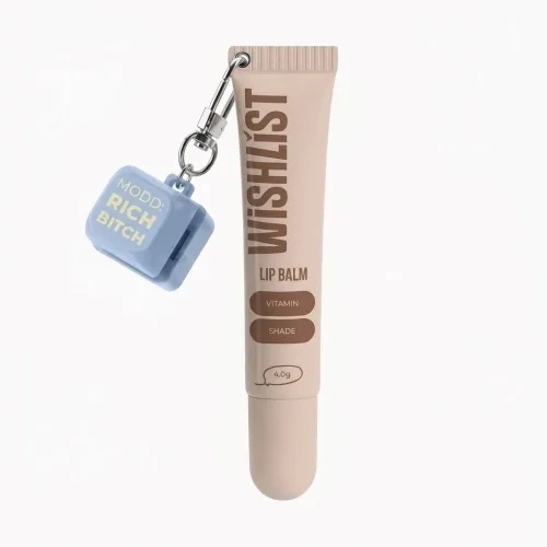 Бальзам-блиск для губ Blessed Honey з брелоком-кнопкою MOOD: RICH BITCH 10 мл WishList lip gloss balm blessed honey + keychain button Mood: rich bitch