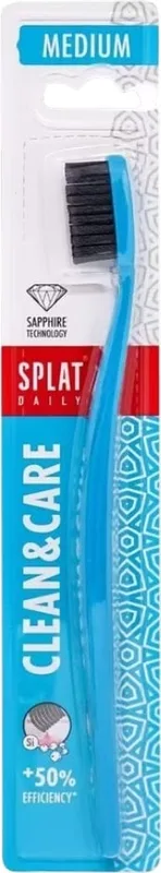 Зубна щітка SPLAT Daily Clean & Care середньої жорсткості блакитна 1 шт.