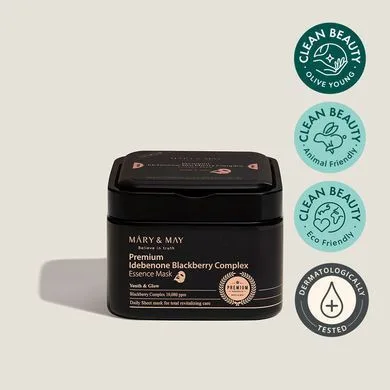Mary&May Premium Idebenonе Blackberry Complex Essence Mask – тканинні маски з антиоксидантами 20 шт.