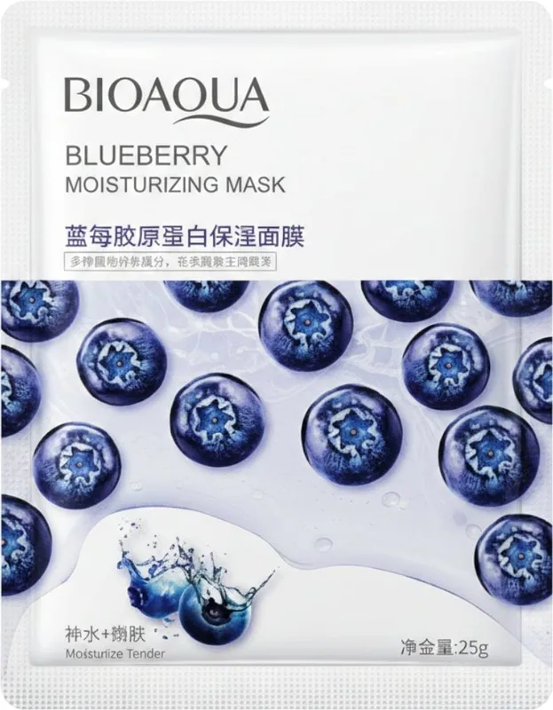 Маска тканинна для обличчя Bioaqua Blueberry Moisturizing Mask з чорницею 25 г