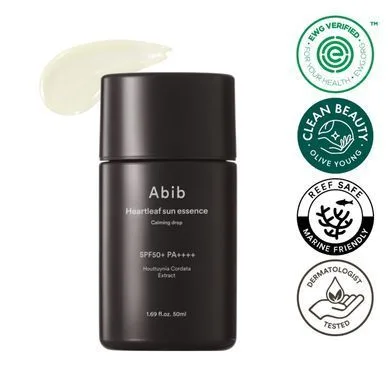 Abib Heartleaf Sun Essence Calming Drop – сонцезахисна есенція з хауттюйнією серцевидною SPF 50+ PA++++