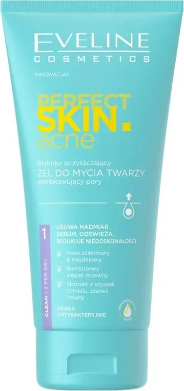 Гель для вмивання Eveline Perfect Skin Acne глибоко очищуючий пори 150 мл