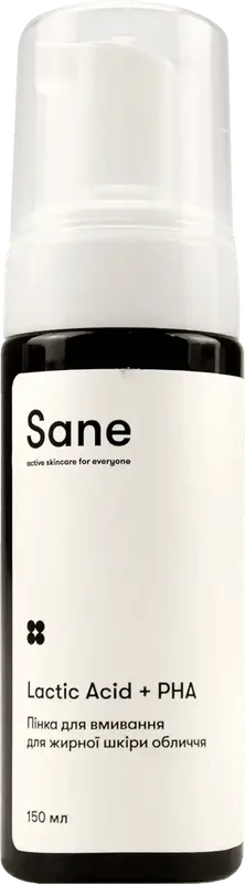 Пінка для вмивання Sane Lactic acid + PHA для жирної шкіри 150 мл