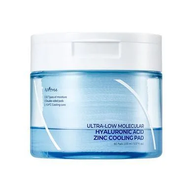 Isntree Ultra-low Molecular Hyaluronic Acid Zinc Cooling Pad – охолоджуючі тонер-пади з цинком та гіалуроновою кислотою 60 шт.