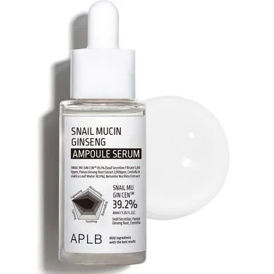 APLB Snail Mucin Ginseng Ampoule Serum – сироватка з муцином равлика та женьшенем 40 мл