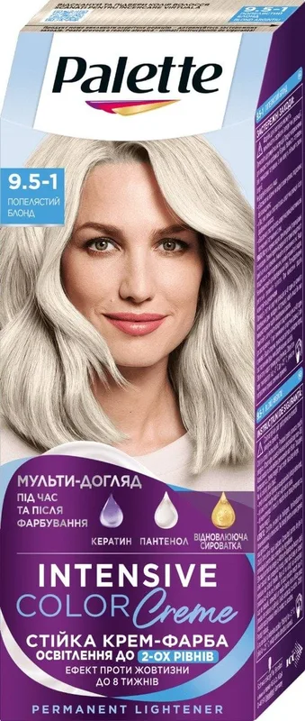 Стійка крем-фарба для волосся Palette Інтенсивний колір 9.5-1 Попелястий блондин 110 мл