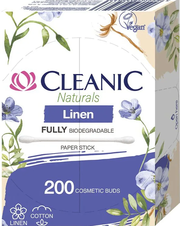 Ватні палички Cleanic Naturals Linen у коробці 200 шт.