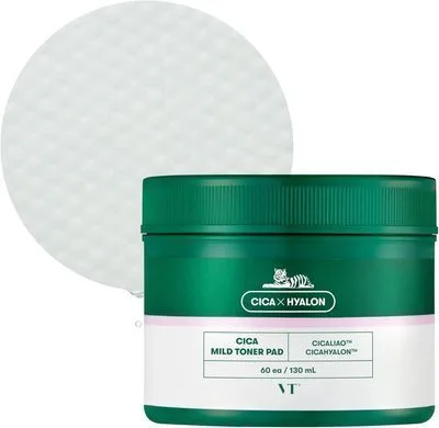 VT Cosmetics Cica Mild Toner Pad (60ea) – м'які відлущуючі тонер-пади з центеллою 60 шт.