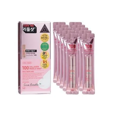 VT COSMETICS 100 COLLAGEN REEDLE SHOT (2ml*10ea) – набір стіків із сироваткою зі спікулами (100) і колагеном (10 шт.) 10 шт