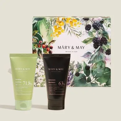 Mary&May Soothing Gel Cream+Idebenone Blackberry Cream Duo Set – набір кремів для обличчя 100 мл + 100 мл