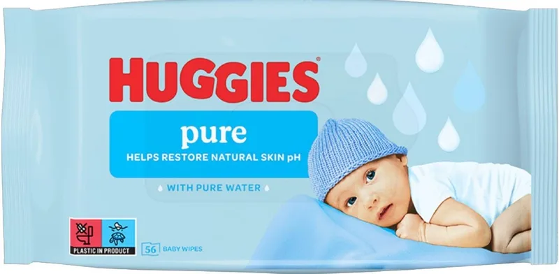 Вологі серветки дитячі Huggies Pure 56 шт.