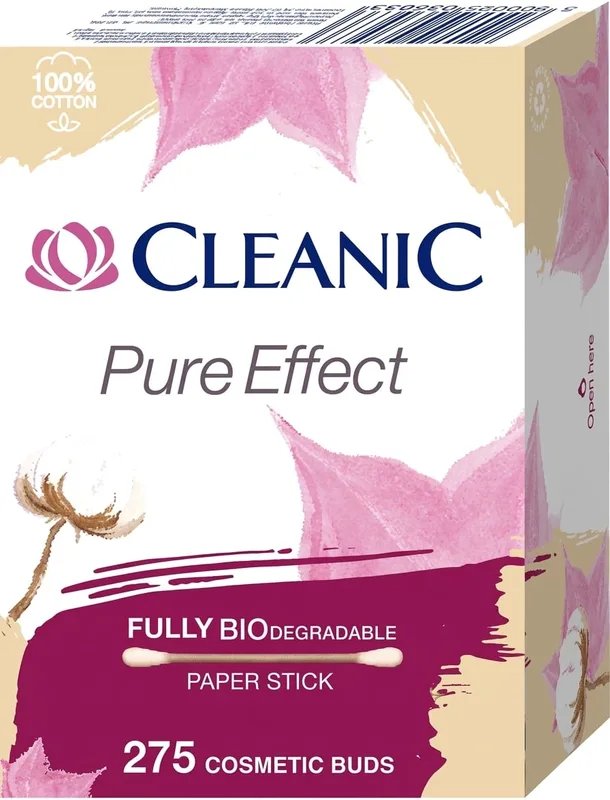 Ватні палички Cleanic Pure effect cotton в коробці 275 шт.