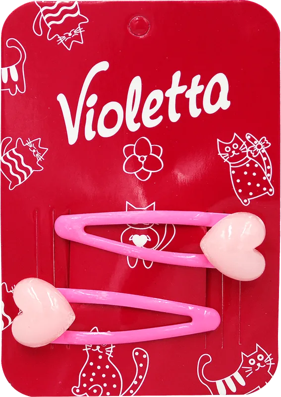 Дитячі заколки для волосся Violetta у формі сердечок 2 шт
